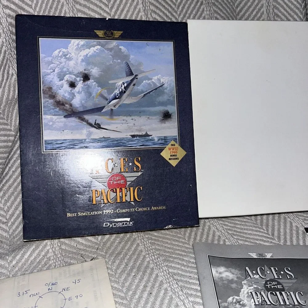 Aces of the Pacific,‎ 1992, Big Box Video Game Flight Aviation Dynamix Disc A1